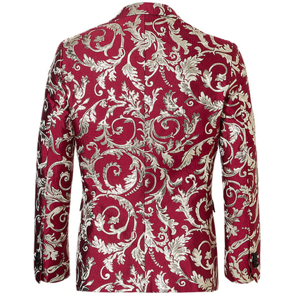 Henk ter Horst Giacca da festa foglie floreali motivo floreale lurex iridescente lucido glitter giacca da smoking giacca da smoking con revers tagliati Rosso