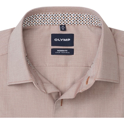 Camicia Olymp Luxor nougat | non-iron | dettagli a contrasto | taschino