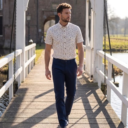 Shirt Henderson Caschia corta trattini gialli