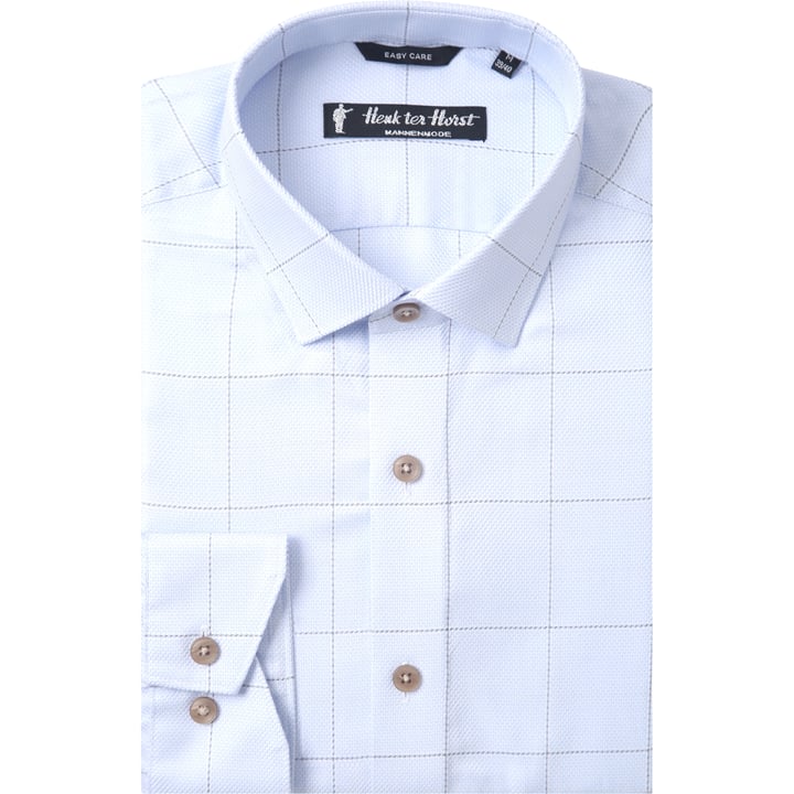 Henk ter Horst camicia a quadri azzurra | colletto semi spread kent | easy care | manica lunga