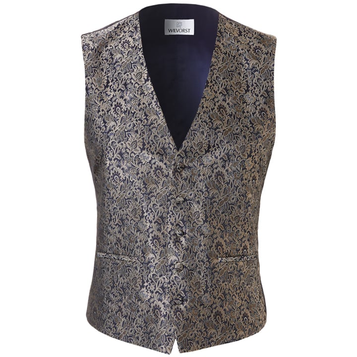 Wilvorst Gilet da sposa in jacquard floreale Bronzo