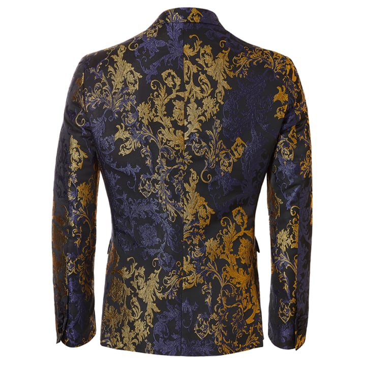 Henk ter Horst giacca da smoking jacquard barocco blu