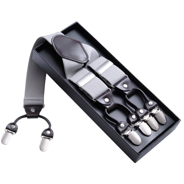 Bretelle doppie clip tinta unita grigio chiaro