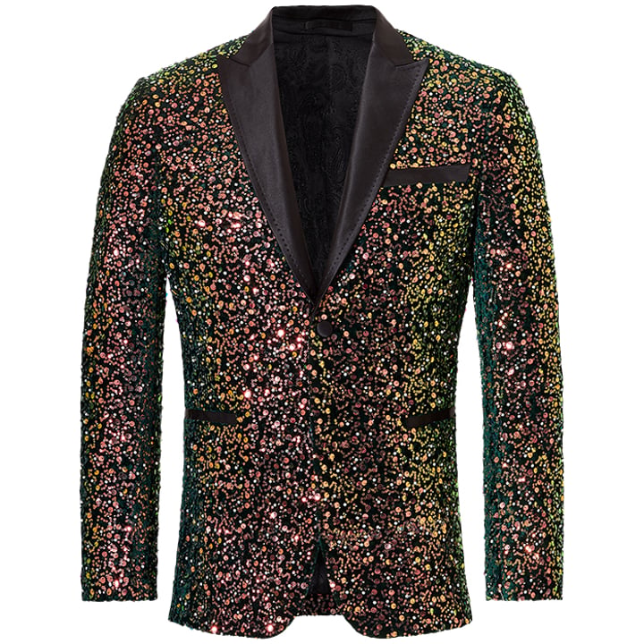 Henk ter Horst Giacca da smoking in velluto con perle iridescenti e glitterate Giacca da smoking con revers tagliati Verde