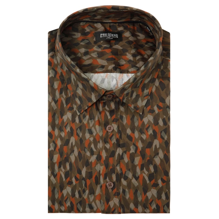 Camicia stampata a maniche lunghe Marrone scuro