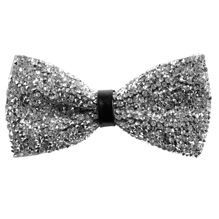 Papillon Henk ter Horst in paillettes glitterate con cristalli di strass taglio brillante Argento