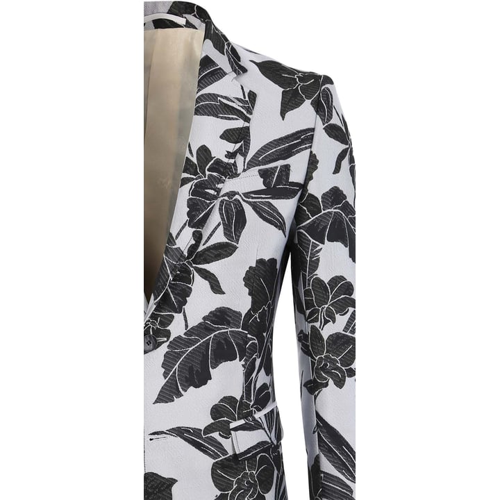 Henk ter Horst giacca slim-fit con motivo floreale grigio chiaro