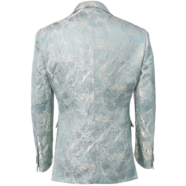 Henk ter Horst giacca slim-fit con motivo jacquard floreale blu-grigio