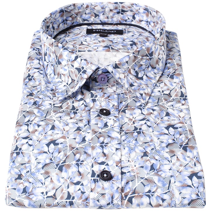Pre End camicia uomo grande manica lunga stampa floreale Blu