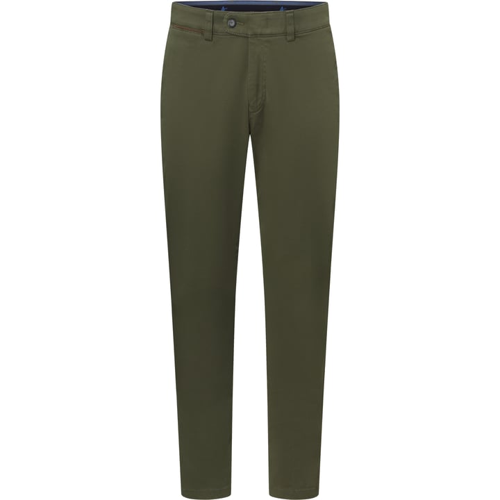 Henk ter Horst | Pantaloni chino in cotone ed elastan | Tinta unita Verde oliva.