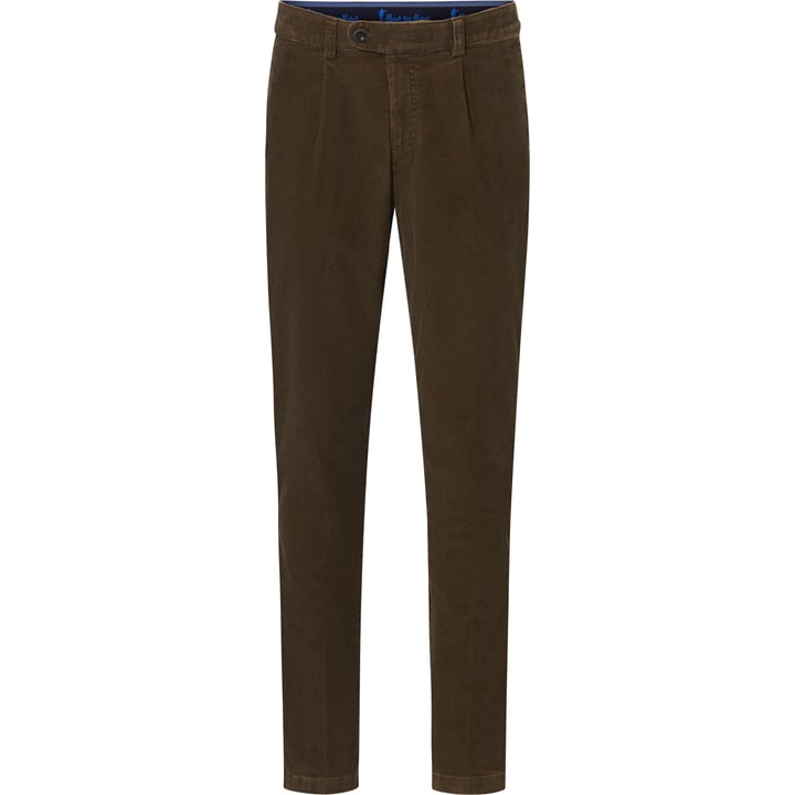 Henk ter Horst pantaloni chino stretch in velluto a coste di cotone con pieghe marrone