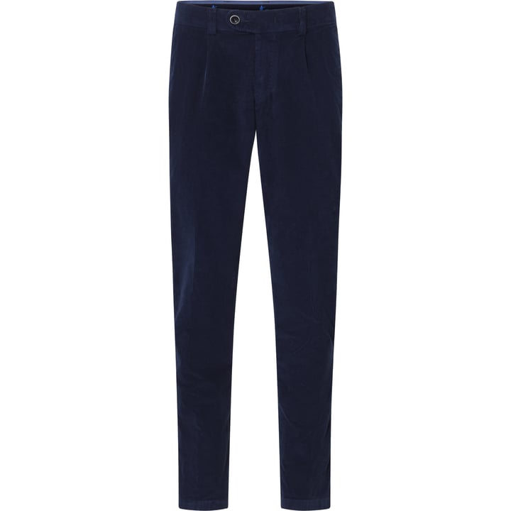 Henk ter Horst pantaloni chino stretch in velluto a coste di cotone con pince blu scuro