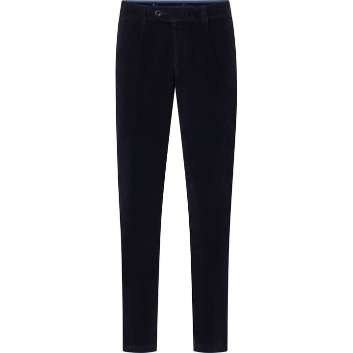 Henk ter Horst pantaloni chino stretch in velluto a coste di cotone con pence blu scuro