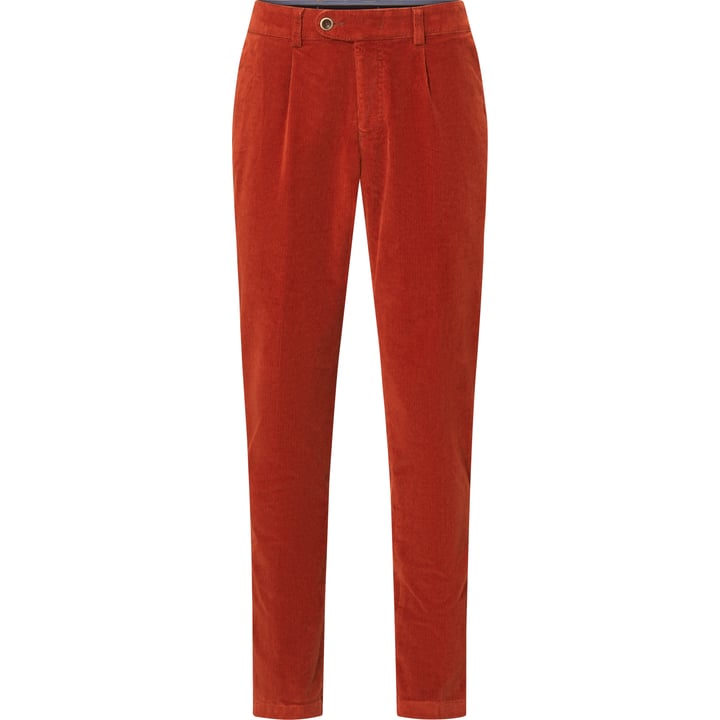 Henk ter Horst pantaloni chino in velluto a coste di cotone stretch con pinces mattone