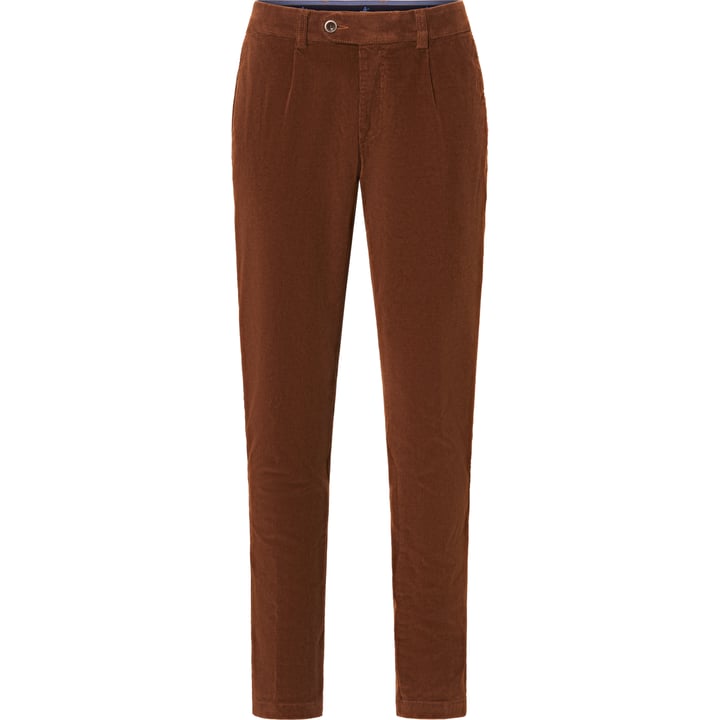 Henk ter Horst pantaloni chino in velluto a coste di cotone stretch con pince marroni
