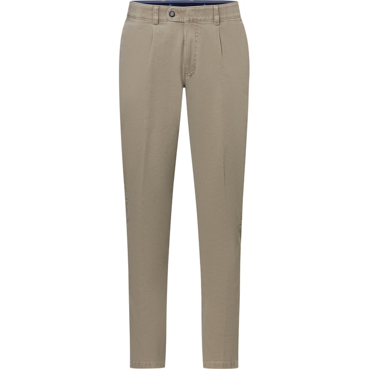 Pantaloni chino Henk ter Horst in cotone stretch beige | Vestibilità dritta, piega centrale