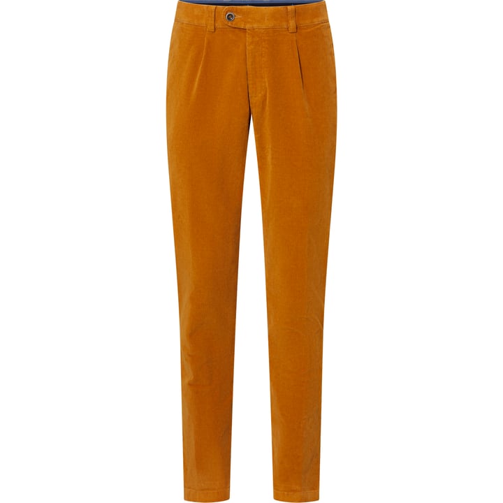 Henk ter Horst pantaloni chino stretch in velluto a coste di cotone con pinces giallo ocra