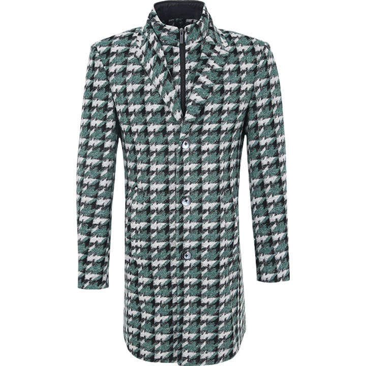 Henk ter Horst cappotto invernale con patta antivento staccabile, pied de poule verde