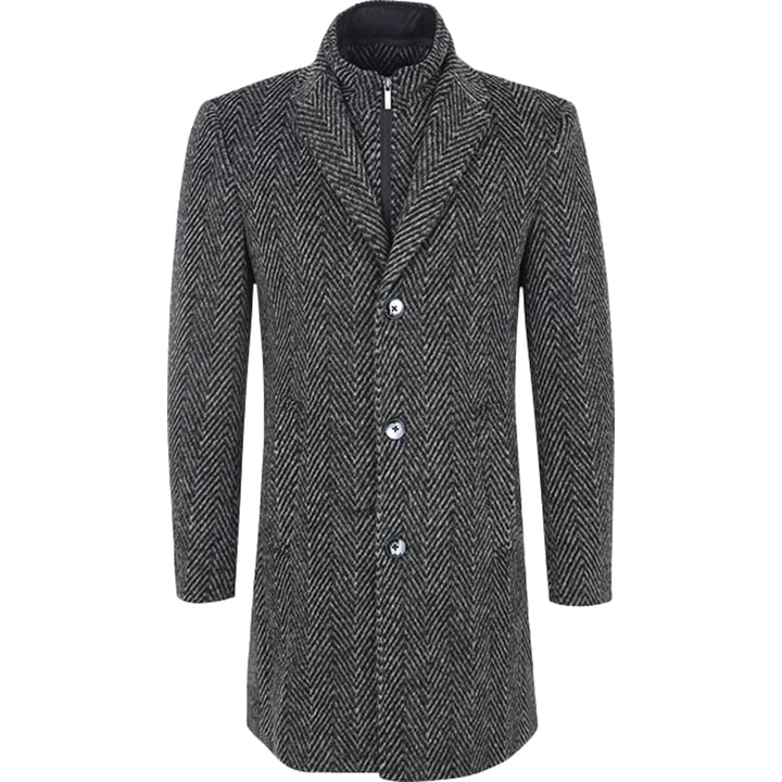 Henk ter Horst cappotto invernale con paravento staccabile, spina di pesce larga antracite