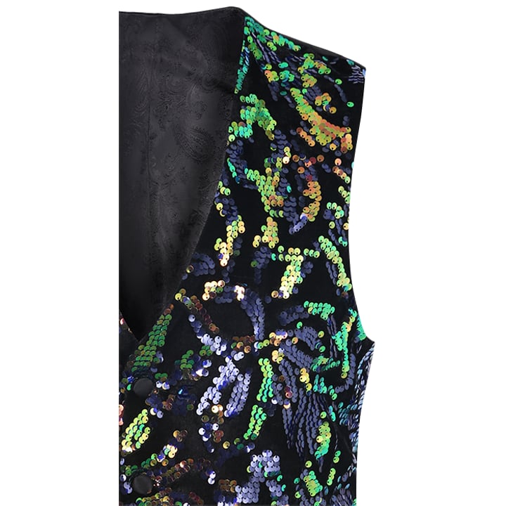 Henk ter Horst gilet da cerimonia con paillettes, iridescente, lucido, glitter, blu