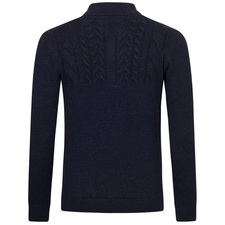 Maglione Baileys | Modern Fit | Collo alto zip | Trecce | Misto cotone | Blu scuro mélange