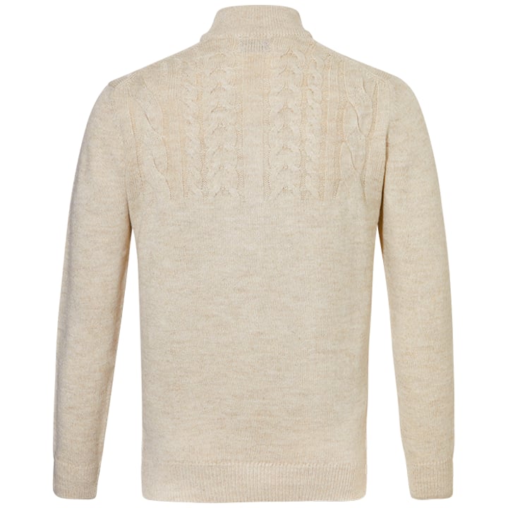 Maglione Baileys uomo | mezza zip | trecce | Modern Fit | senza stiro | beige mélange