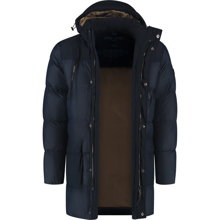 Parka Invernale Imbottito | Blu Scuro Tre Quarti | Funzionale con Cappuccio