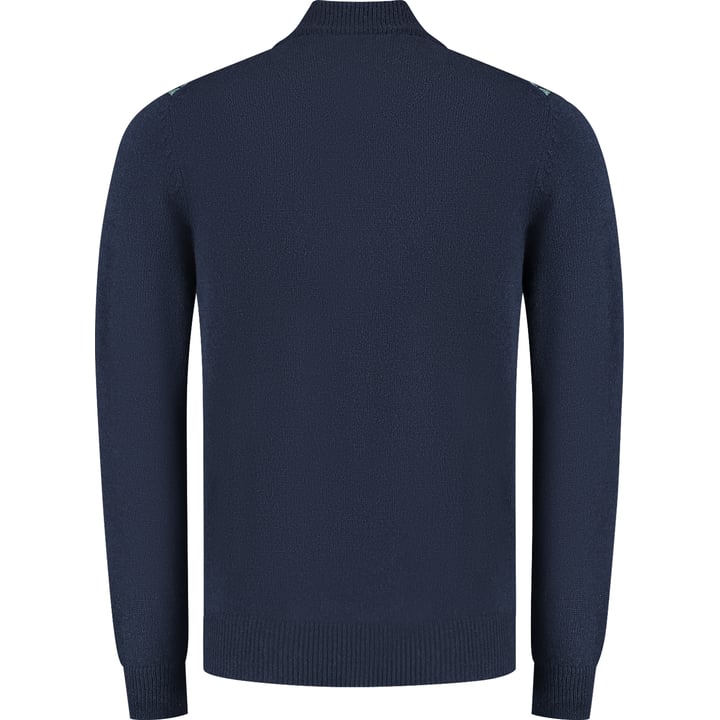 Maglione Baileys Norvegese | Pied-de-poule Verde/Blu Navy | Lana d'agnello | Zip | Modern fit