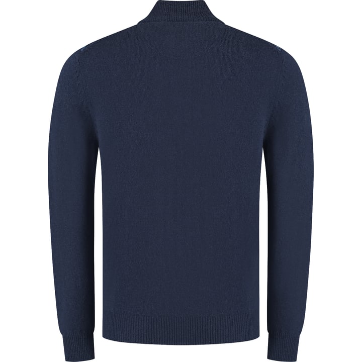 Maglione Baileys blu norvegese 100% lana d'agnello | Pied-de-poule | Zip corta | Modern fit
