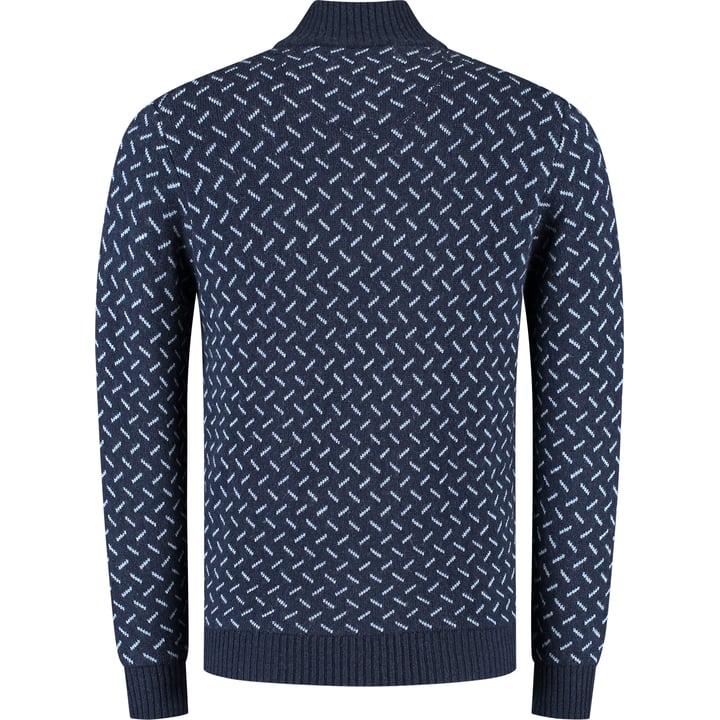 Maglione Baileys | Modern fit | 100% Lana d'agnello | Motivo Norvegese | Zip | Blu scuro