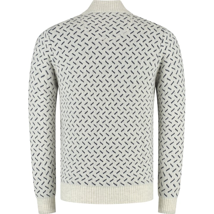 Maglione Baileys | 100% Lana Vergine | Modern Fit | Collo Zip | Fantasia Norvegese Beige/Blu