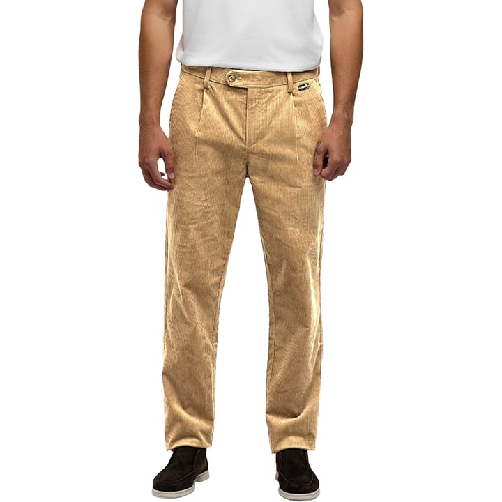 Chino Velluto a Coste Color Sabbia | Flexx Stretch | Dettagli Funzionali Casual.