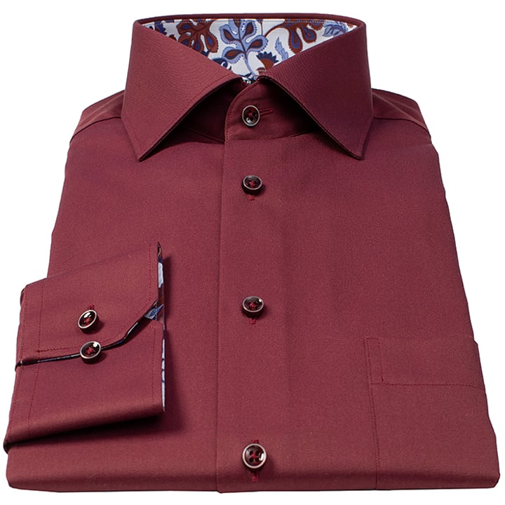 Camicia Eterna modern fit 100% cotone easy iron a manica lunga con taschino sul petto chianti