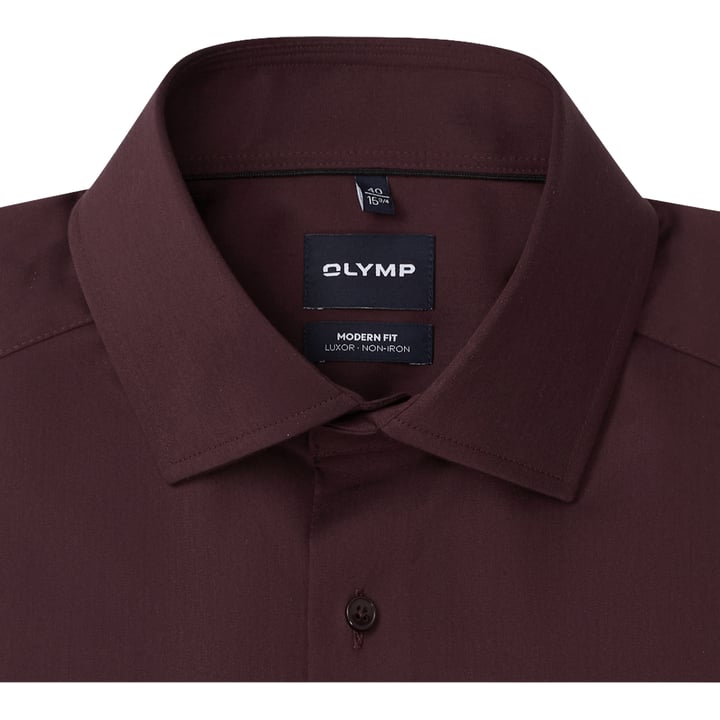 Camicia Olymp Luxor modern fit in cotone a maniche lunghe chianti