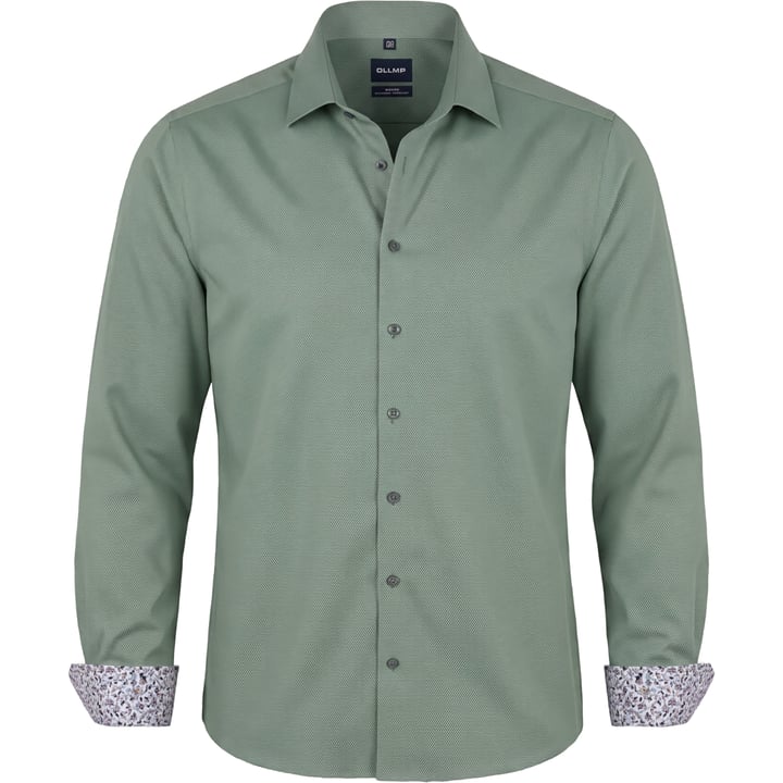 Camicia Olymp slim fit grigio-verde