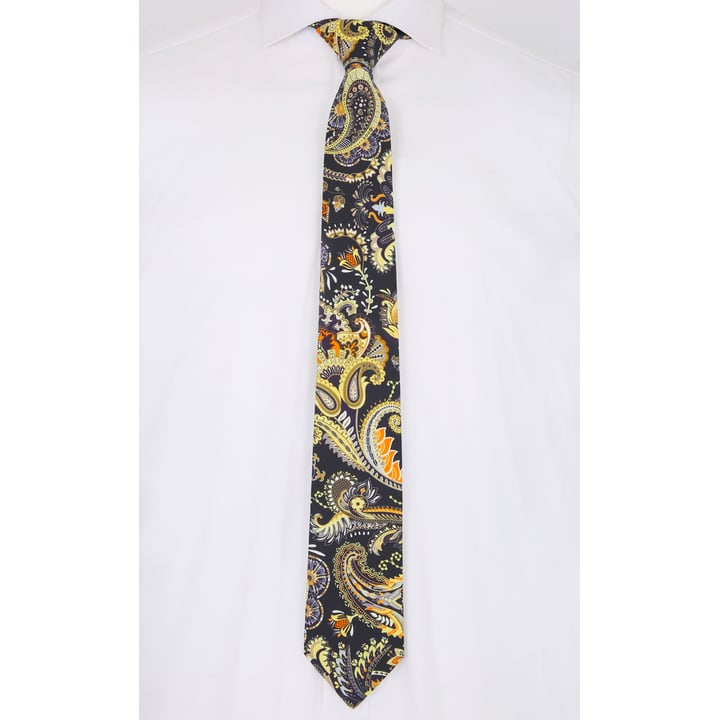 Henk ter Horst cravatta 100% cotone con stampa paisley a fiori nero