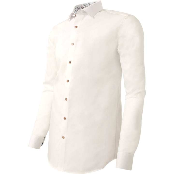 Henk ter Horst camicia 100% cotone a maniche lunghe con stampa foglie paisley nel colletto avorio