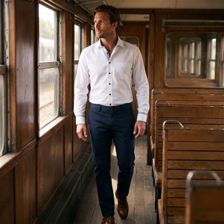 Olymp Luxor Camicia | Comfort Fit | Bianco | 100% Cotone | Taschino | Non-stiro | Dettagli grigi