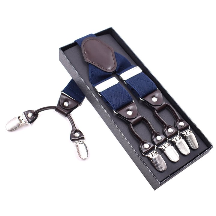 Bretelle blu navy con rombi intessuti