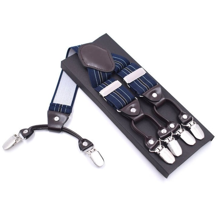 Bretelle blu scuro a righe