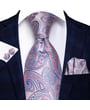 Set cravatta Henk ter Horst in seta con gemelli e pochette, motivo cachemire Rosa