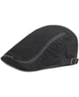 Cappello piatto in cotone con cuciture a contratto e logo stilistico Blu scuro