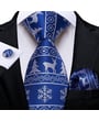 Henk ter Horst cravatta in seta con set gemelli e pochette, motivo invernale, natalizia Blu