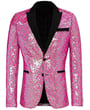Henk ter Horst Giacca da smoking reversibile paillettes glitter con revers a lancia Rosa