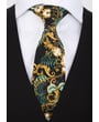 Cravatta Henk ter Horst 100% cotone | Stampa foglie tropicali e catene oro su nero