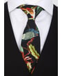 Henk ter Horst cravatta 100% cotone con stampa foglie e uccelli verde