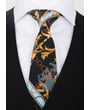 Henk ter Horst cravatta 100% cotone con stampa a riccioli giallo oro grigia