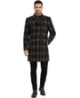 Henk ter Horst cappotto invernale con pattina antivento rimovibile, a quadri blu scuro