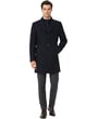 Henk ter Horst cappotto invernale con patta antivento rimovibile, tinta unita stretch blu scuro