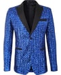 Henk ter Horst Giacca da festa lucida con paillettes glitter da smoking con revers a lancia blu
